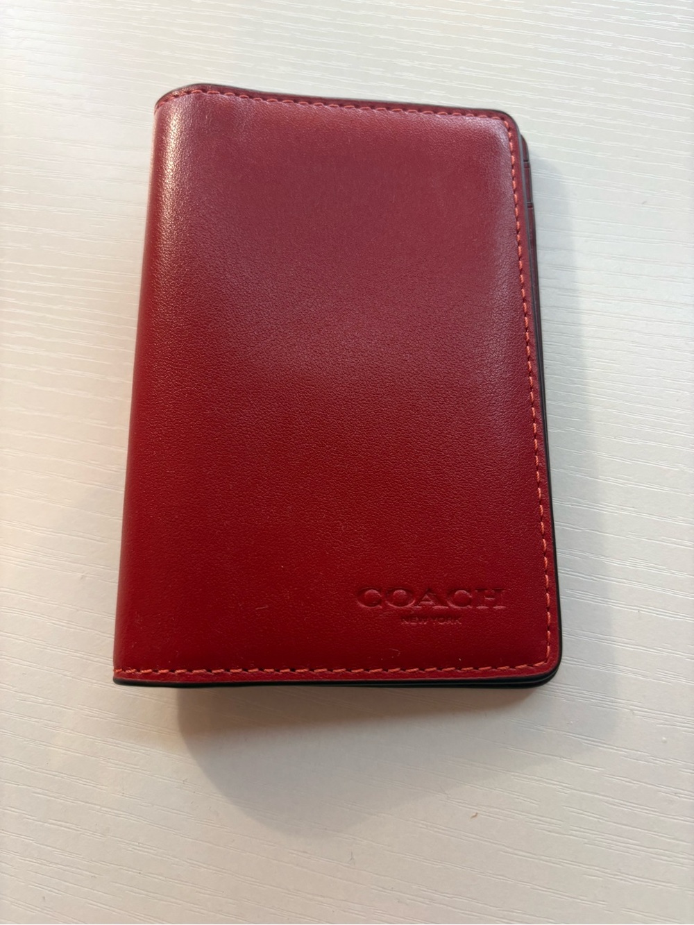 COACH Red Leather card Wallet Case